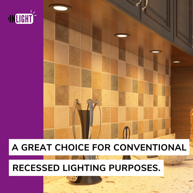 Inlight 2.75" Wide 3000K Dimmable LED Puck Lights Kit, Plug-in Installation with recessed or Surface Mounted, Bronze Finished, Set of 6, IN-0102-6-BZ