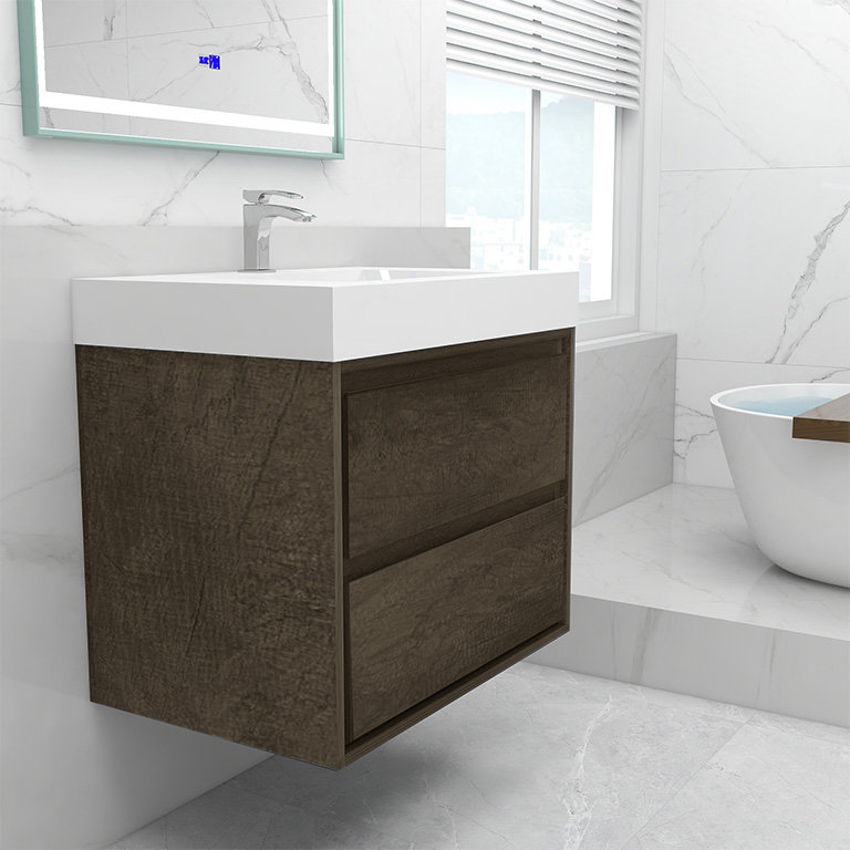 Ensemble de meuble-lavabo simple l 30 po Azden, Chêne fumé