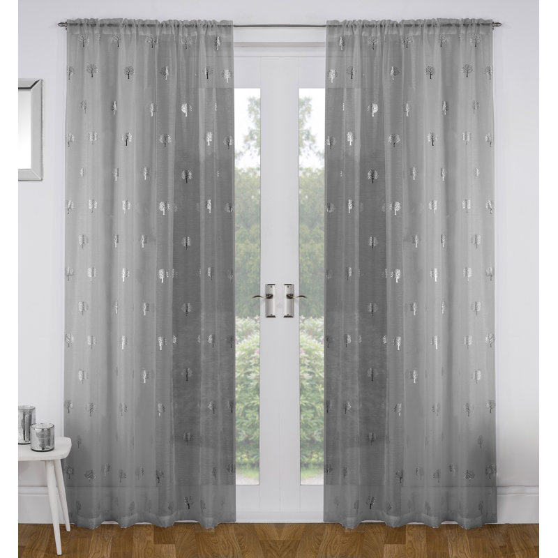 Roemer Sheer Curtain Pair, 140cm Width x 183cm Drop, Silver