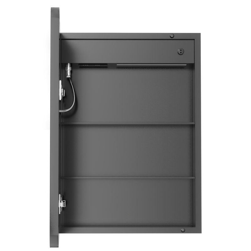 Armoire à pharmacie rectangulaire en fer l 20 po x H 28 po avec miroir, lumières à intensité variable, désembueur, prise et USB
