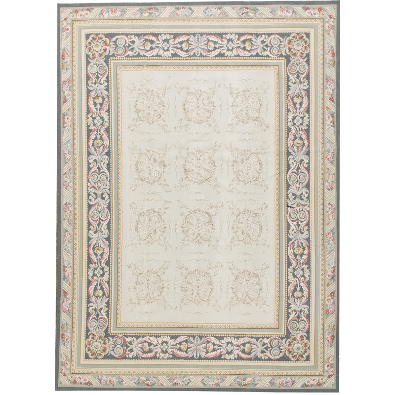 Hand-Knotted High-Quality Beige and Gray Area Rug