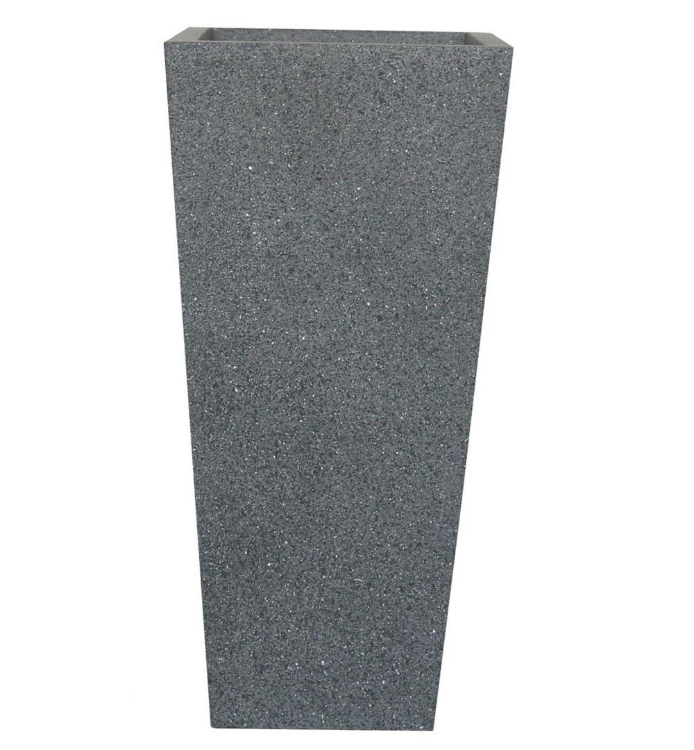 Textured Concrete Effect Tall Garden Plant Pot, Tall Planter with Drainage Holes, Grey Tall Tapered Planter