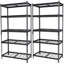 Ensemble de 2 tablettes de rangement à 5 niveaux, étagères de garage robustes, étagères réglables, tablette en acier, assemblage sans boulon, pour garage, remise, noir