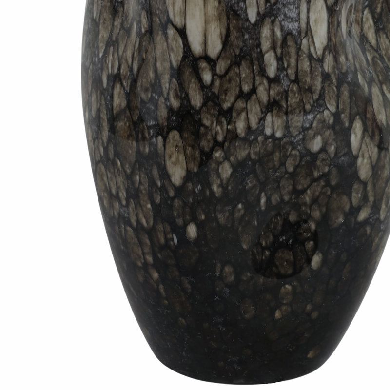 Vase décoratif en verre avec motif de galets pour la présentation de la table de la maison - Grand vase à fleurs Silhouette pour tablette ou décor de salon - Brun et noir