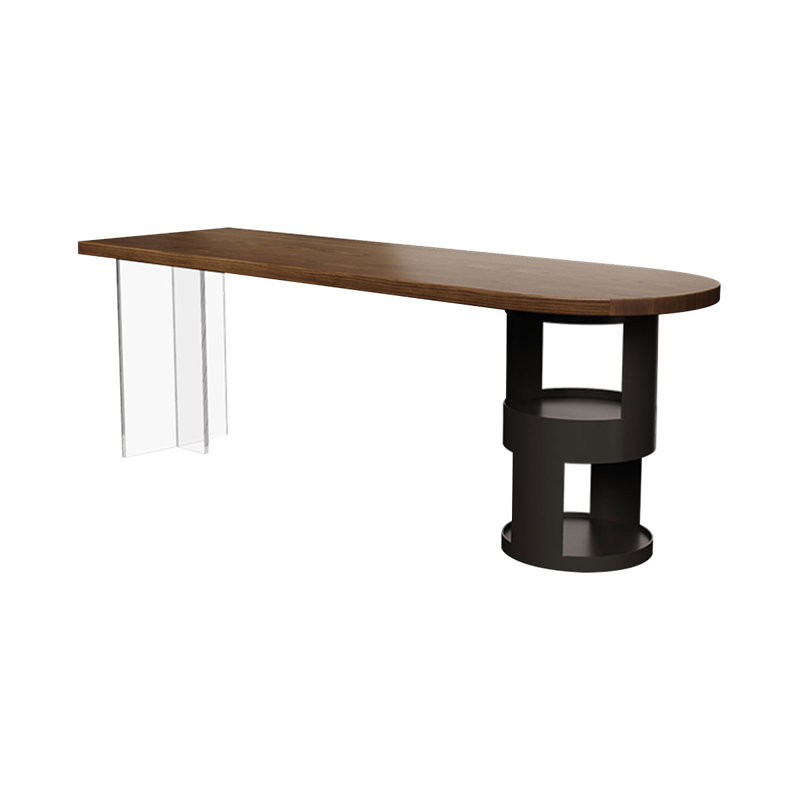 Bureau brun en bois massif en forme de U, H 29,53 po x l 62,99 po x P 23,62 po