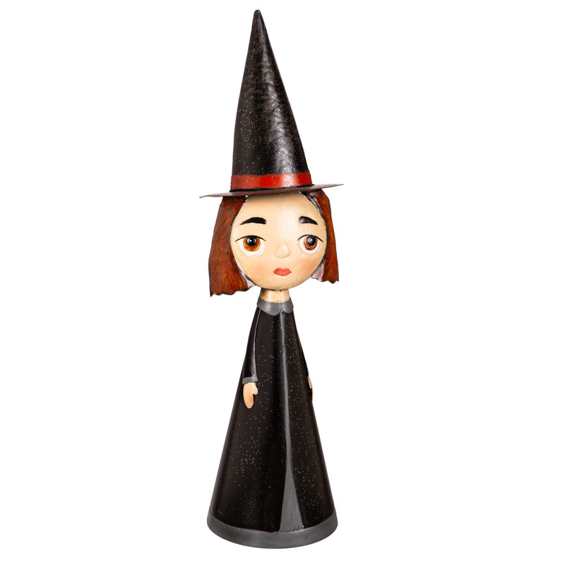 Statuaire de jardin en métal avec chapeau noir