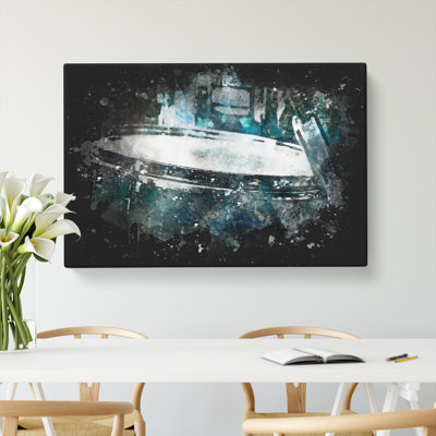 Teal Blue Drum Kit - Wrapped Canvas