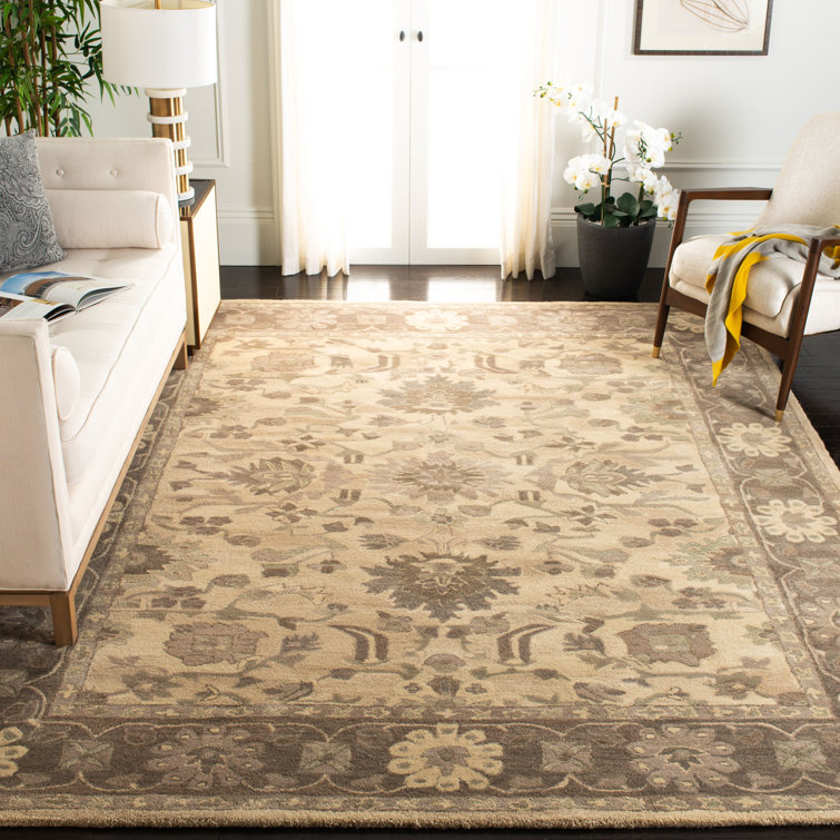 Tingley Oriental Handmade Tufted Wool Ivory / Grey Area Rug