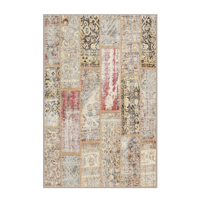 Tapis contemporain ivoire / gris clair, Rectangle 8 pi x 10 pi