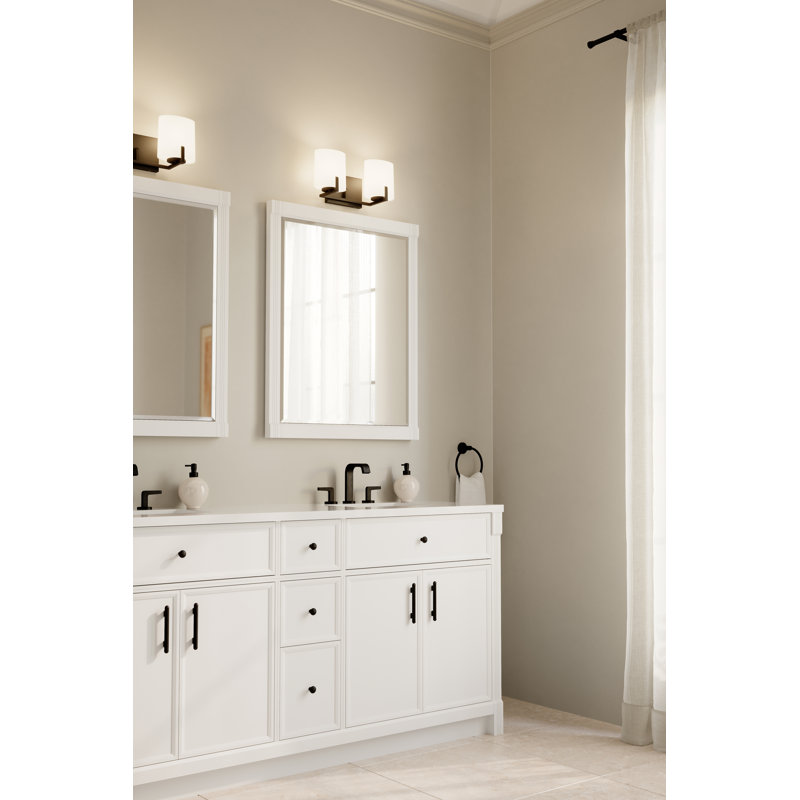Meuble-lavabo 2 lumières Mirelle, H 7,5 po x l 16 po x P 6 po, Noir, Deux lumières