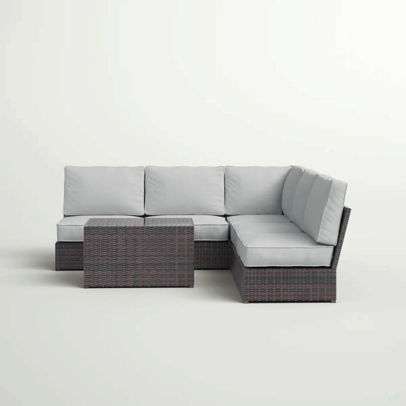 Ensemble de conversation avec coussins pour 4 personnes - entièrement assemblé, aucun assemblage requis