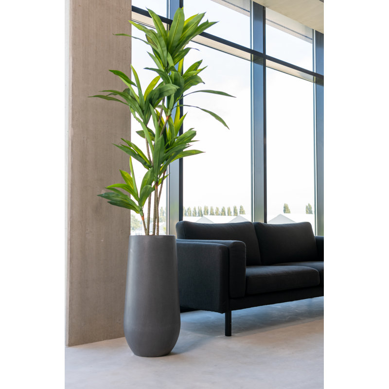 Round Tapered Fiberstone Planter, Gray