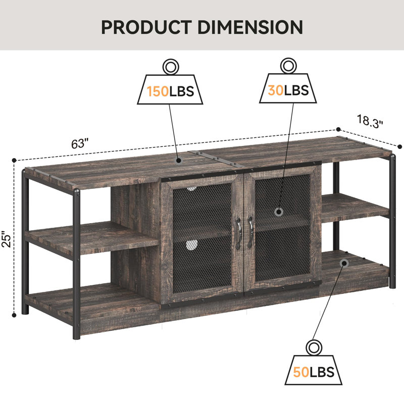 Aulelei Unfinished TV Stand for TVs up to 70", Brown