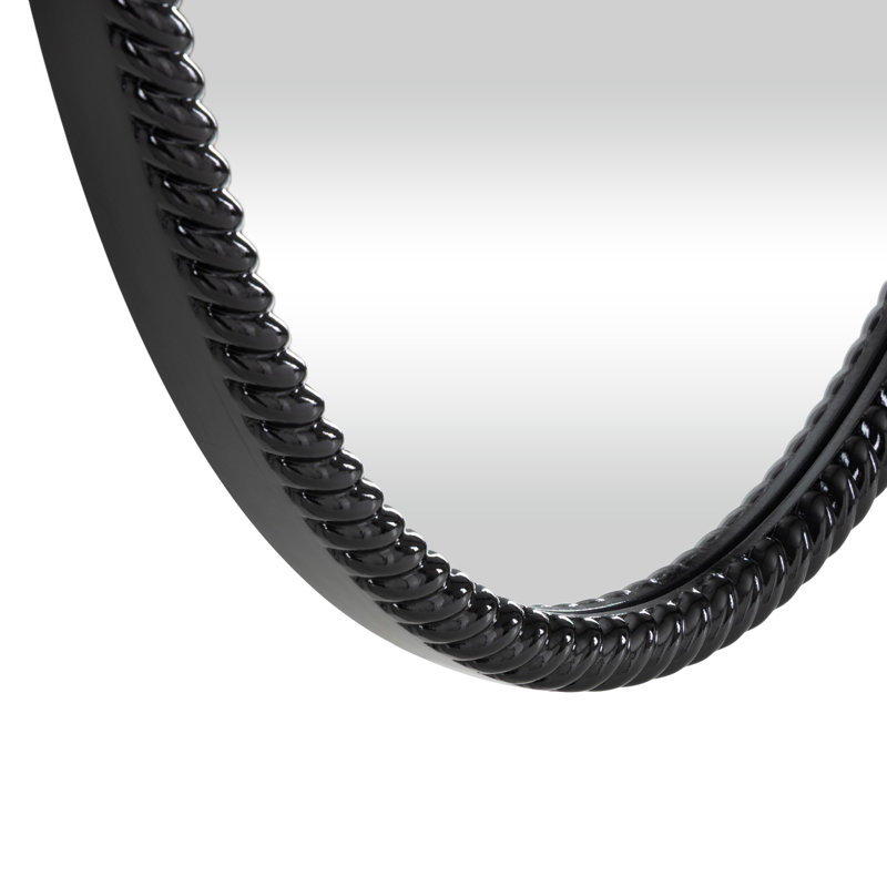 Cole and Grey Resin Beaded Black Room Wall Mirror
