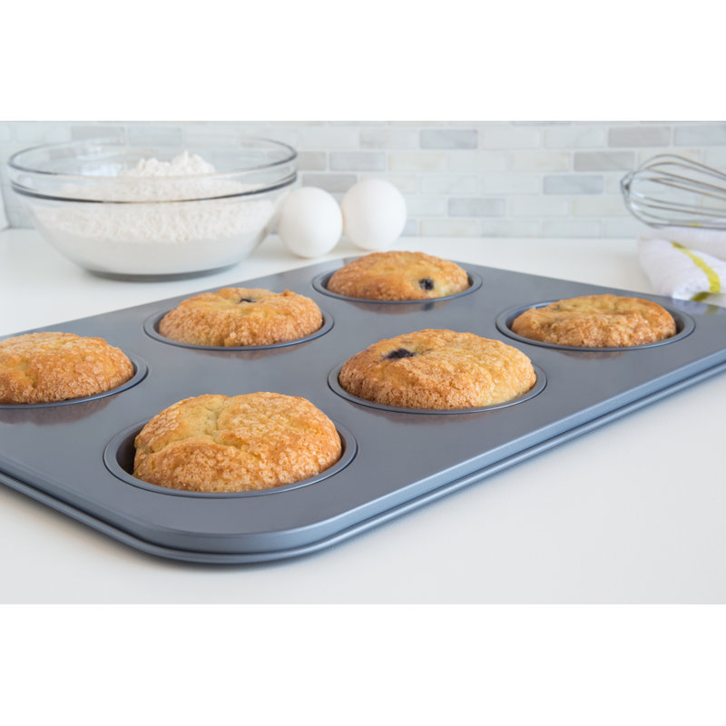 Fox Run Brands Non-Stick 6 Cup Large Shallow Muffin Pan
