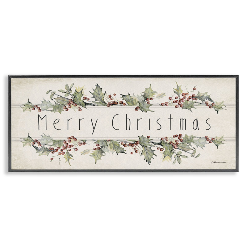 Art giclée rétro «Merry Christmas Sentiment» par Stephanie Workman Marrott, Giclée encadrée noir minuit, H 10 po x l 24 po