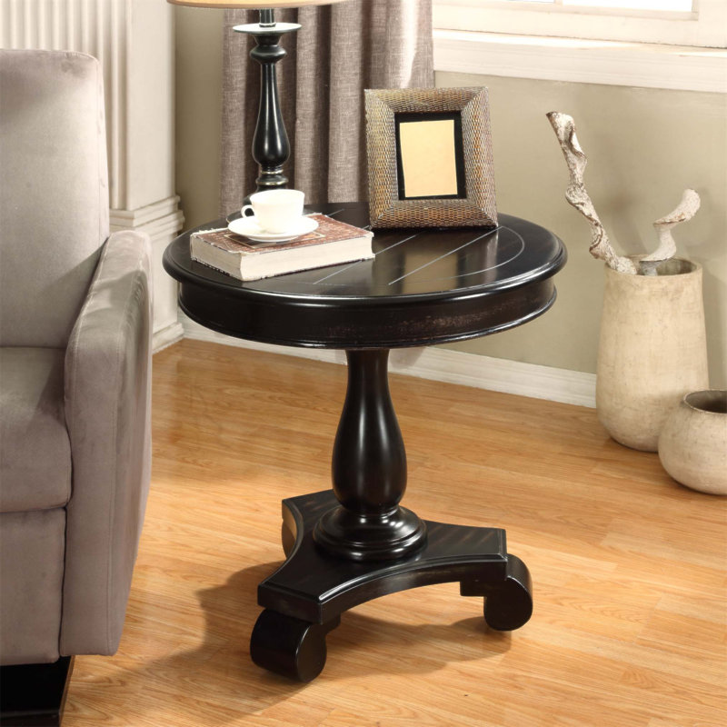 Table d'appoint ronde en bois Rene, Noir