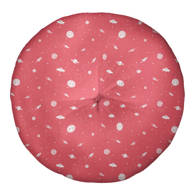 Oreiller de sol touffeté rond Katelyn Elizabeth, 30 po x 30 po, Rouge