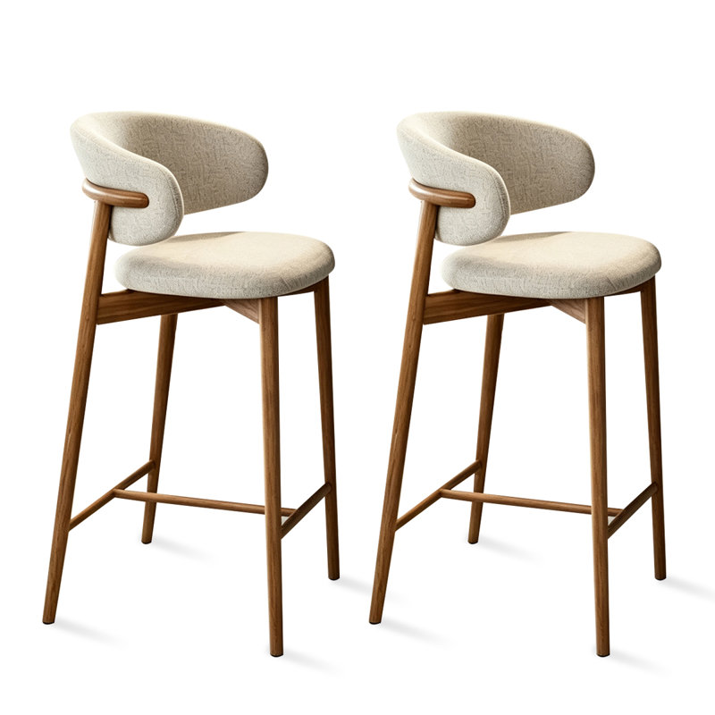 Chaise d'appoint à dossier rembourré en noyer (lot de 2), 46.06"