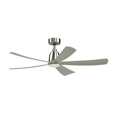 Kute5 52 inch Indoor/Outdoor Smart Ceiling Fan with LED CCT Select Light Kit - Brushed Nickel with Brushed Nickel Blades