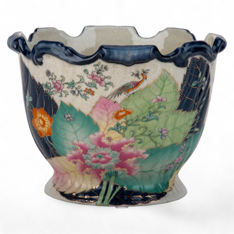 Porcelain Scallop Planter Tobacco Leaf