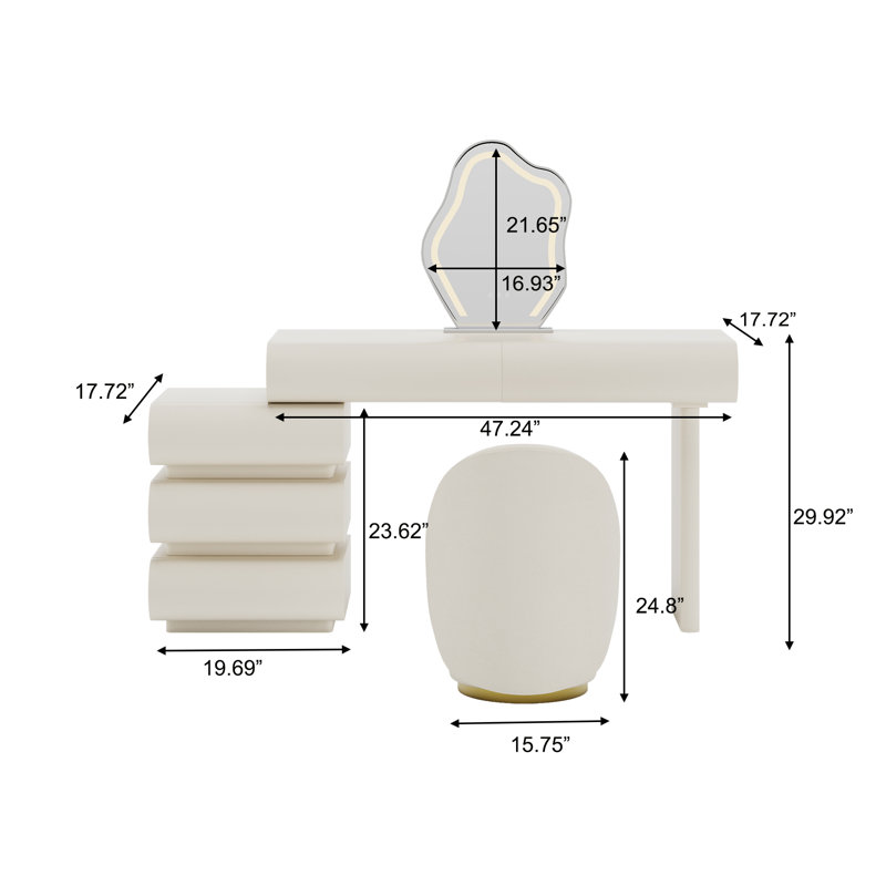Agurtzane Modern Makeup Vanity Table Set | Wayfair