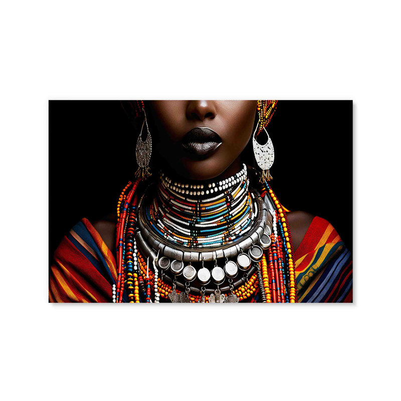 African Bead Art Print on Acrylic, 24" H x 36" W x 1" D