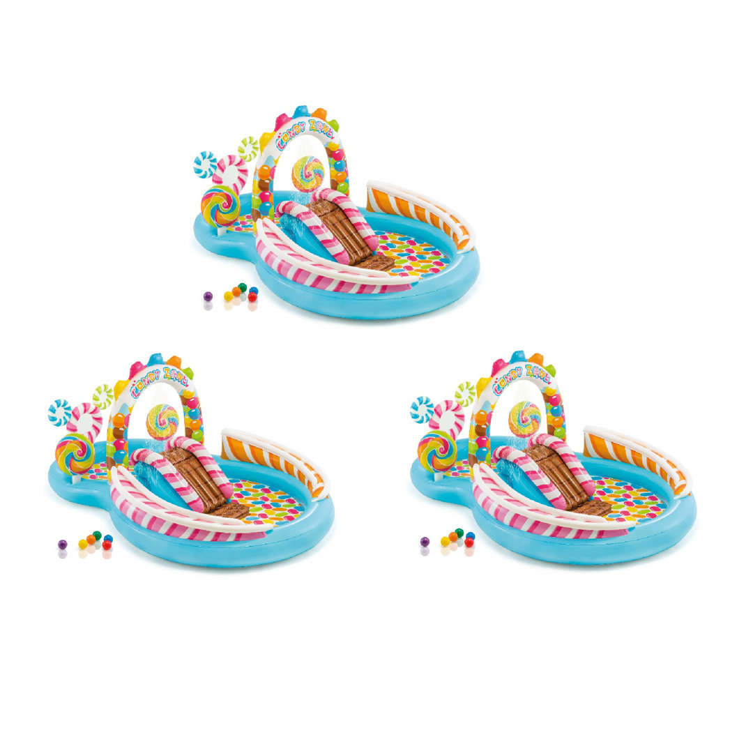 Intex 9' x 6' x 51" Inflatable Candy Zone Kiddie Pool with Waterslide (Set of 3) Intex