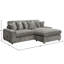 Forme de L réversible avec 6 coussins décoratifs, velours côtelé gris, coussin épais de 8 po, mousse D25, capacité de 220 lb, canapé en velours côtelé de L de 63 po de profondeur, densité de mousse, capacité