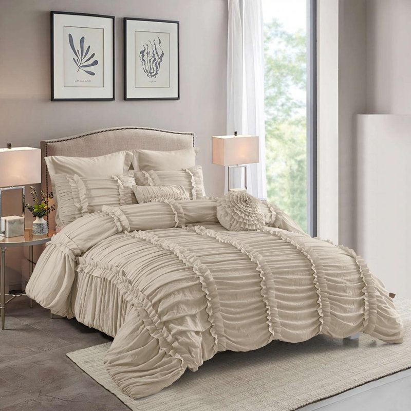 Ensemble de literie en microfibre 7 pièces 7 pièces avec coussins décoratifs, Grand édredon et 6 pièces supplémentaires