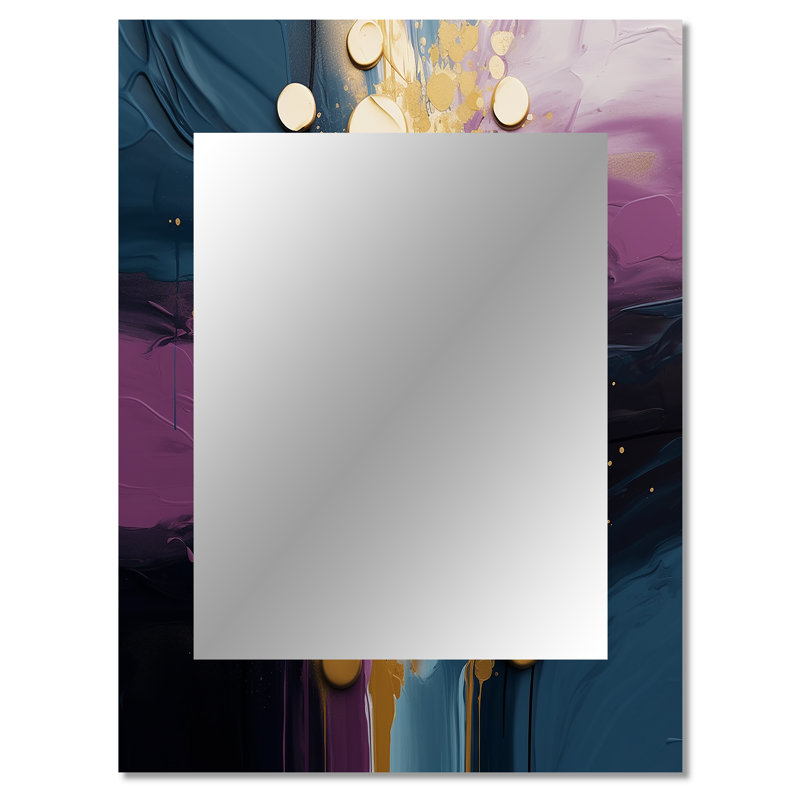 Mauve et bleu, réalités sur toile III - peinture murale abstraite, miroir mauve, impression sur métal, 40 po x 30 po
