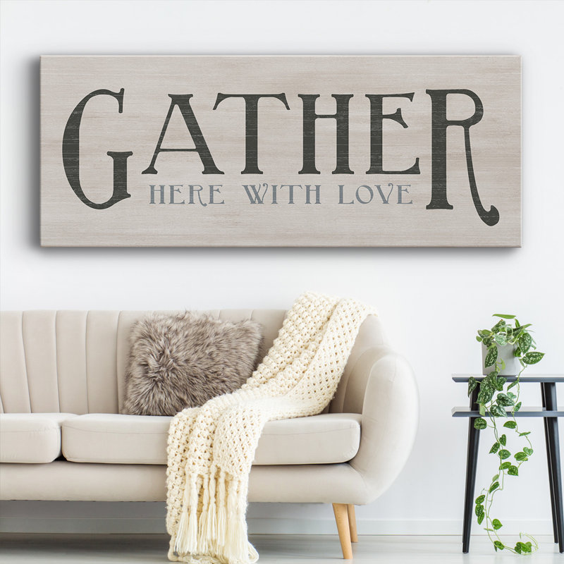«Gather With Love» sur toile, art textuel, H 8 po x l 20 po x P 1,5 po