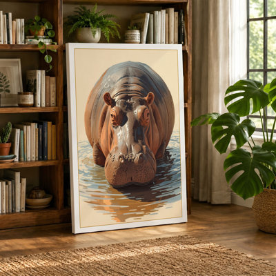 Hippopotamus Rising Modern - Wrapped Canvas