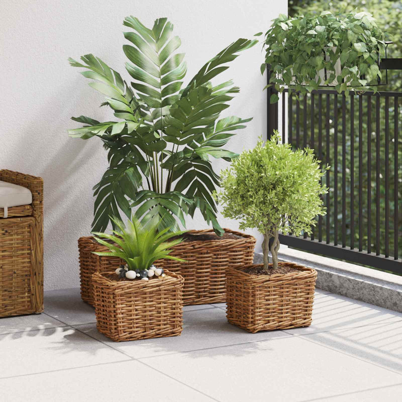  Planter Basket With Storage 3 Pcs Decorative Baskets Indoor Outdoor, Brown