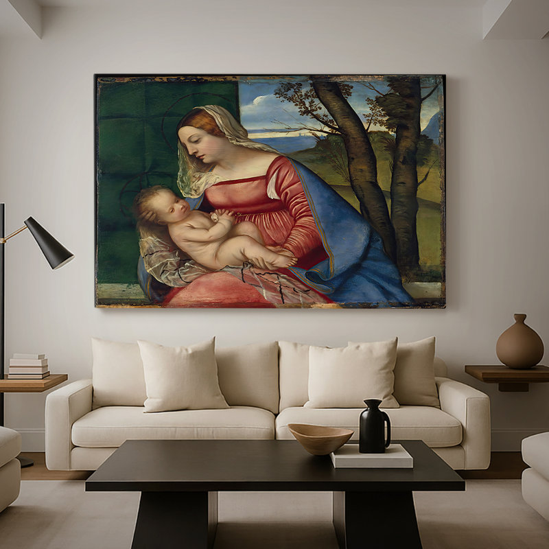 Madonna and Child (The Lochis Madonna) -Titien-Toile tendue avec châssis-c. 1508-1510, 32 x 48