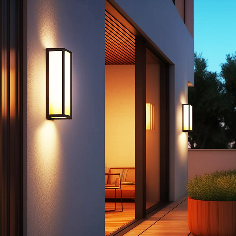18''H Square LED Outdoor Wall Light Flush Mount, 18" H x 5.1" W x 4.3" D, Matte Black