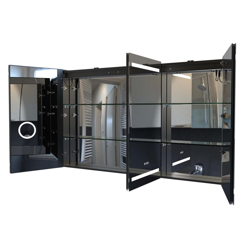 Armoire à pharmacie mat avec miroir, lumière DEL et tablettes réglables pour les salles de bain modernes