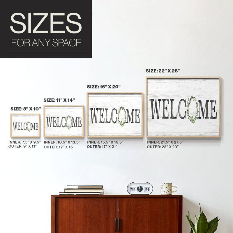 Welcome Wreath -Framed Print - Restickable, Naturel, H 22 po x l 28 po