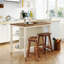 Classic Brown Solid Wood Kitchen Island Set with Butcher Block Top and Two Stools, Compact Farmhouse Dining Solution