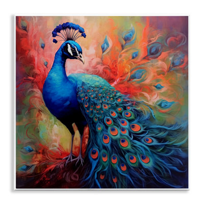 Feathered Fantasy Peacock Wall Plaque Art by Lazar Studio