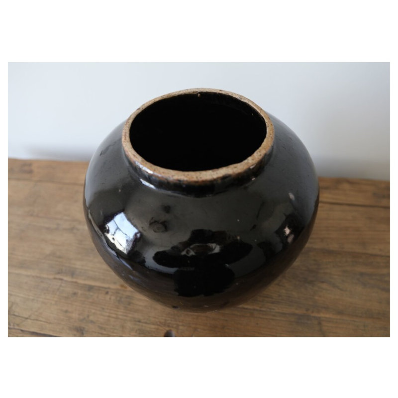 Black Indoor / Outdoor Porcelain Table Vase, 12" H x 10" W x 10" D