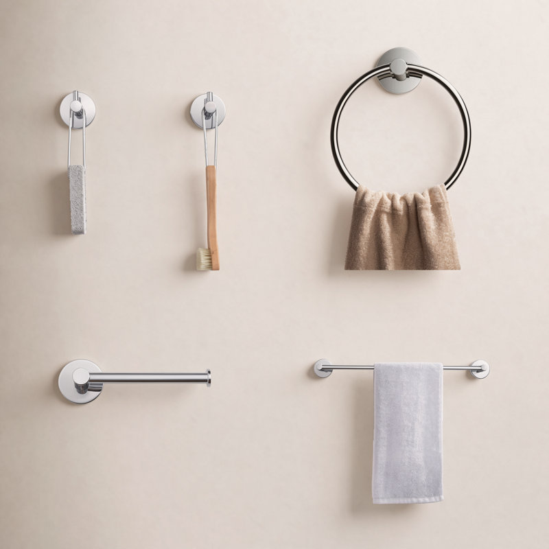 Circular 5 - Piece Bathroom Hardware Set, Chrome