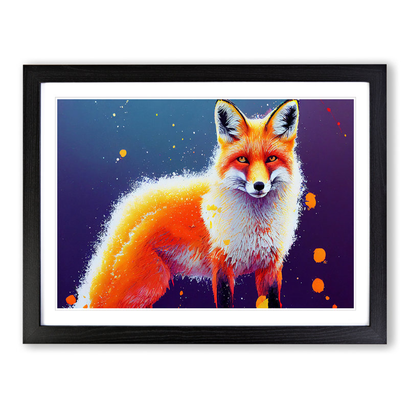 XH1022-6621X Fox Vol.3 Abstract - Single Picture Frame Painting, Black, 46cm H x 64cm W x 2cm D