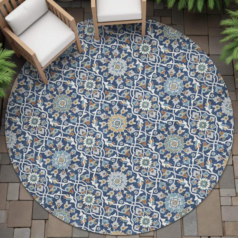 Tapis intérieur / extérieur lavable à la machine Eden ACN2199, Rond 8 pi