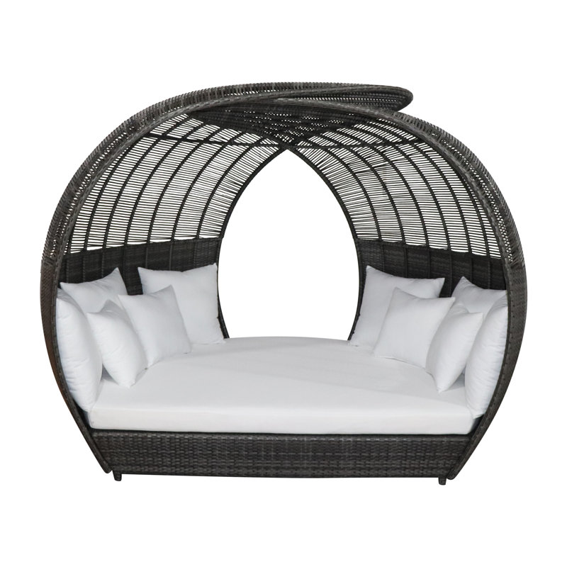 Banyan 73'' Wide Premium All-Weather Wicker Patio Daybed with Cushions, Canvas Spa Sunbrella® Canvas