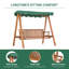 Outsunny 2 Seater Garden Swing Seat with Canopy Side Tray Outdoor Green