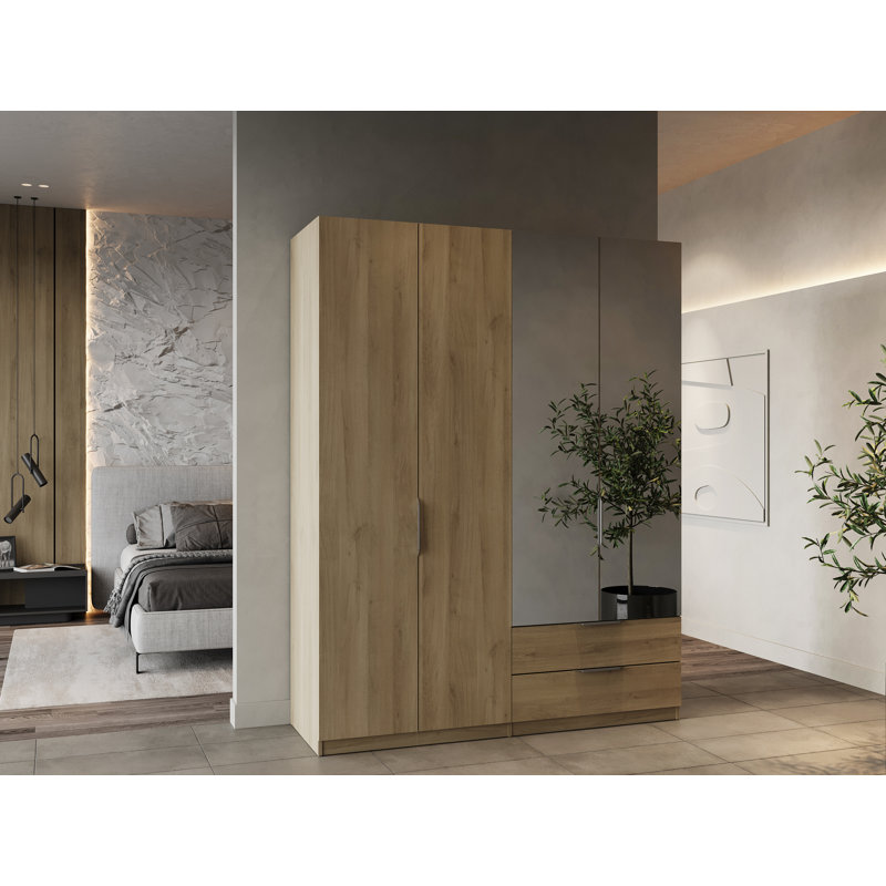 Nurin 4 Door Manufactured Wood Wardrobe, Brown