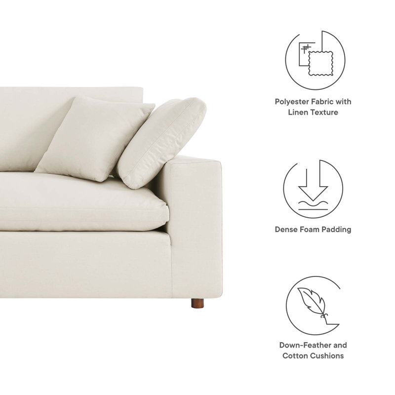 Light Beige Linen Lawson Sofa with Down Fill Cushions