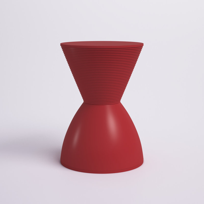 Red Hourglass Acrylic Side Table with Hidden Storage