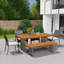 Ensemble de salle à manger d'extérieur en bois d'acacia avec chaises empilables en rotin PE, durable et peu encombrant pour une utilisation sur le patio